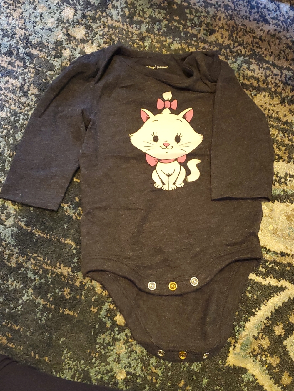 Disney Charcoal Gray Bodysuit with Marie Graphic Aristocats